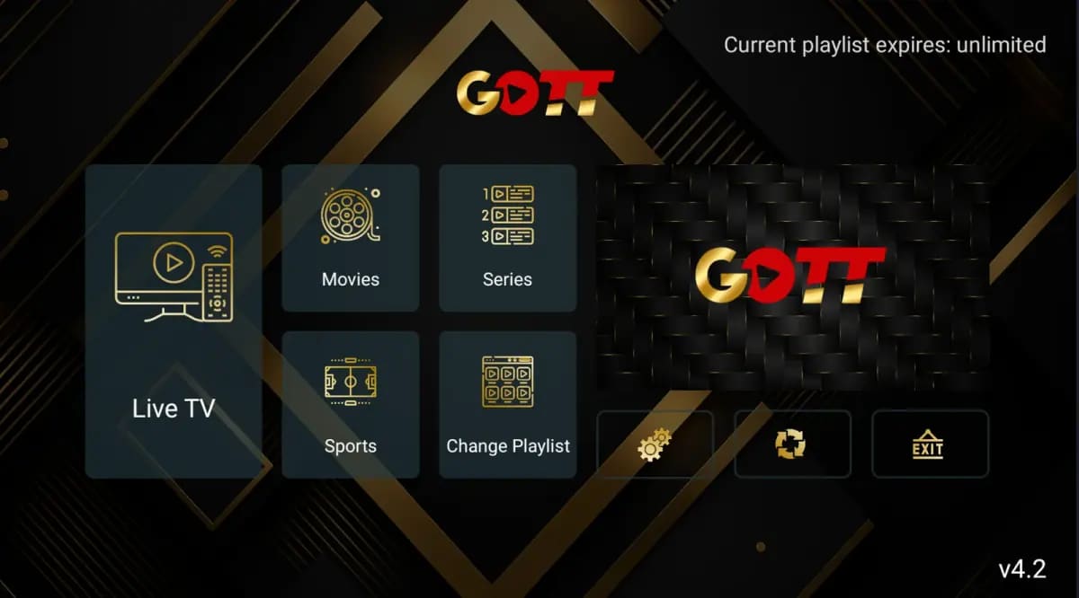 GoldenOTT Pro official streaming app interface